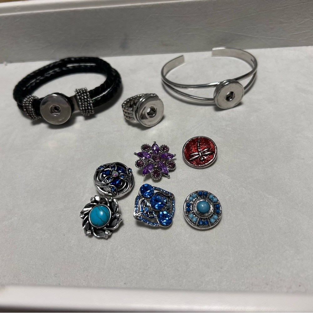 Vintage Costume Jewellery Interchangeable Charm, Bracelet and Ring Set